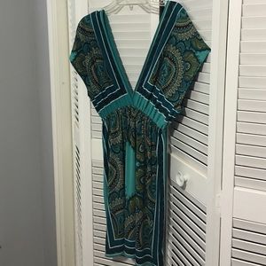 Multi-color teal green and brown dress or top