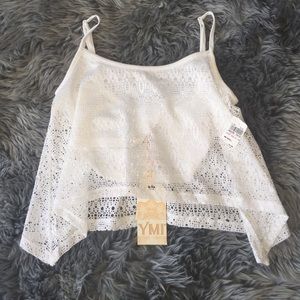 White mesh crop top