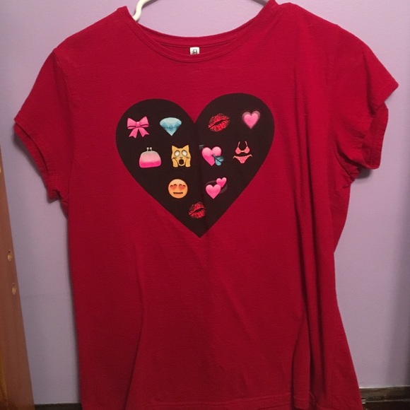 A red emoji shirt