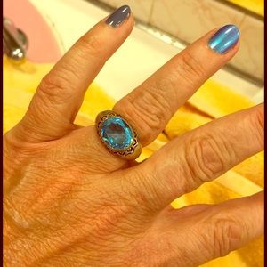 14K & Sterling Silver blue topaz ring