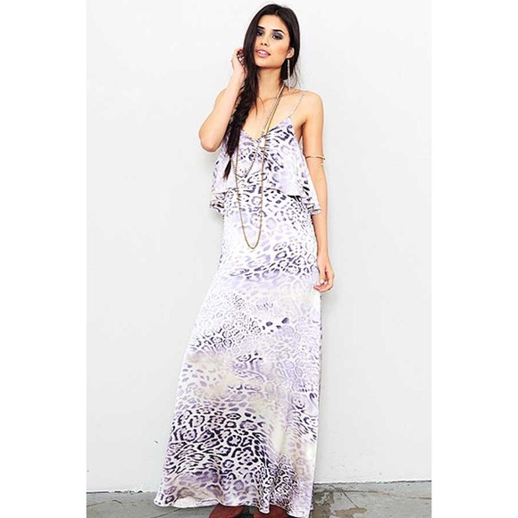 NWT Blu Moon Purple Leopard 100% Silk Dress sz. 1