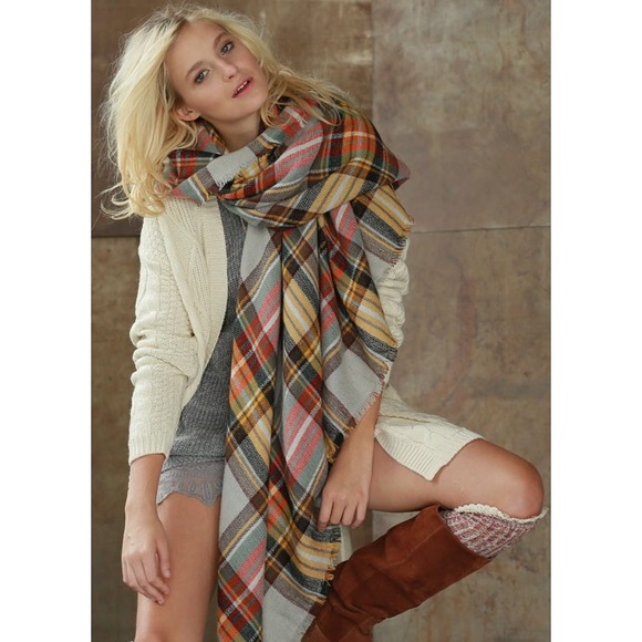 likeNarly Accessories - •LAST• Mustard Plaid Blanket Scarf