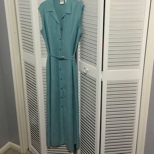 Teal blue linen/rayon dress