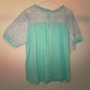 Lace/mesh top blouse
