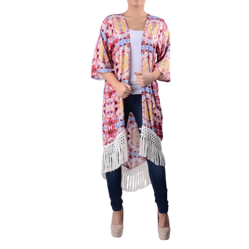 MINKPINK Long Kimono Coachella Boho Fringe