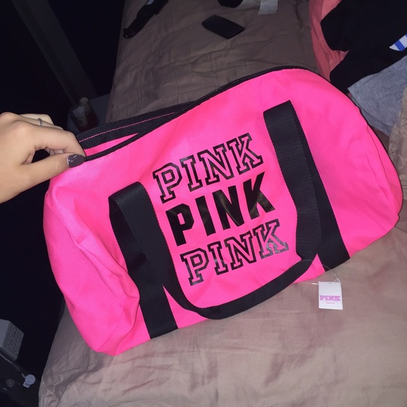 Pink duffle bag