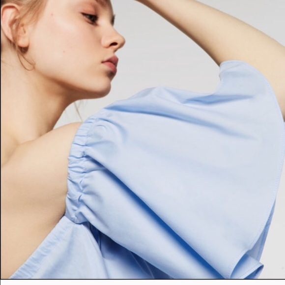 Zara off the shoulder top sky blue XS new sold out - Picture 4 of 5