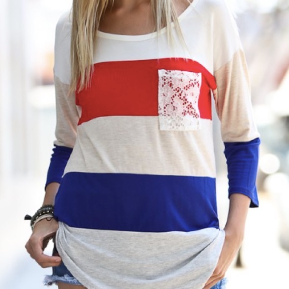 Color Block 3/4 Sleeve Top - Picture 3 of 4