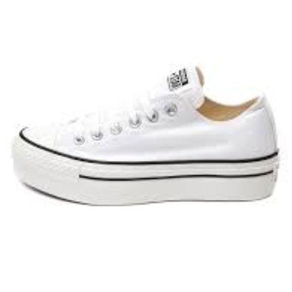 All White Converses Platform - Size 8