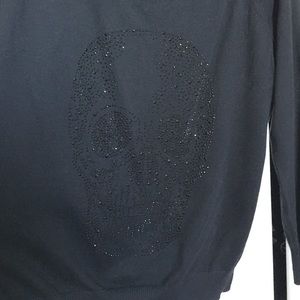 Torrid Black Sweater w/ Black Rhinestone Skull 1X