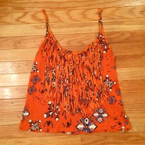 Zara Trafaluc Fringe Tribal Pattern Top