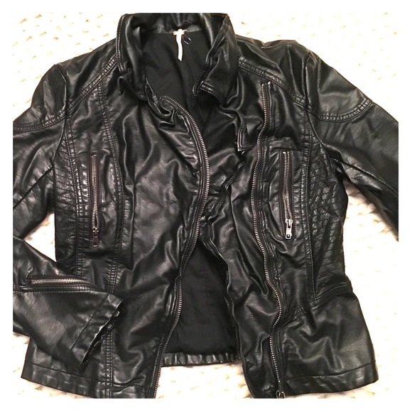 Free People Black Leather Jacket