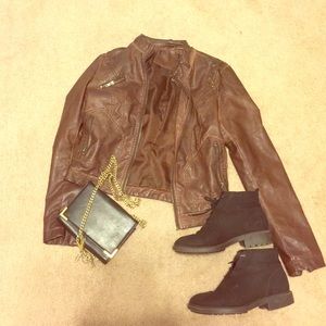 Brown leather jacket