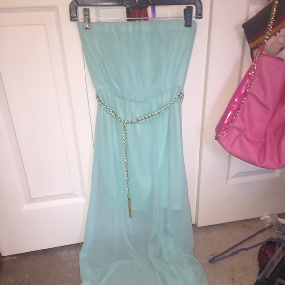 Sheer strapless maxi dress