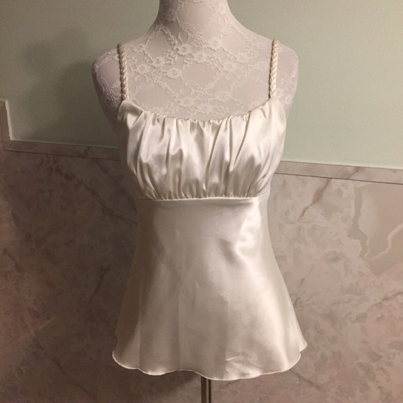 White Satin Braided Strapped Tank S
