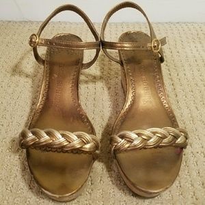 WINTER SALE Gold Vintage Jack Rogers Wedges