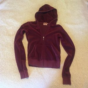 Juicy Couture Burgundy Track Jacket Zip Up Hoodie