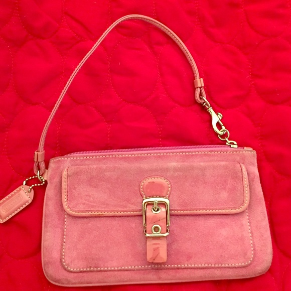 Coach pink suede wristlets