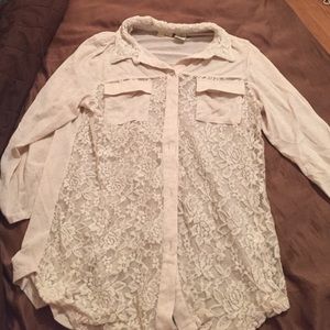 lace front button down