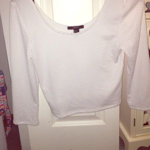 Long sleeve white crop top
