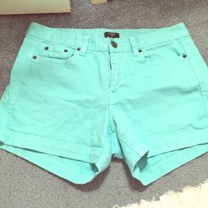 Turquoise denim shorts