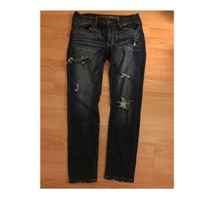 Ripped dark wash skinny jeans