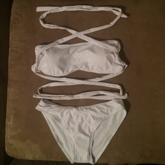 White Strappy Swimsuit - Picture 2 of 6