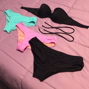 Victoria Secret Bandeau top & 3 chikini bottoms S