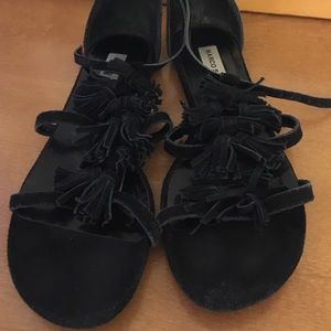 Marco Santi Fringe Black Sandals