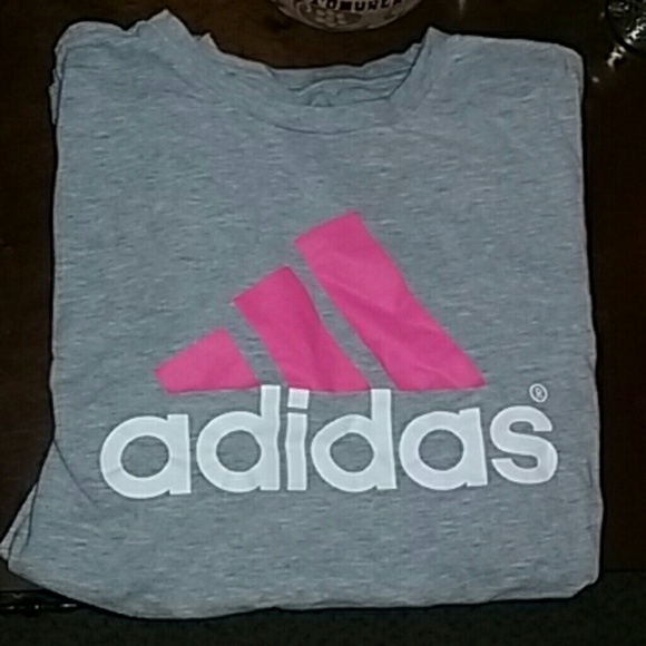 Adidas grey & pink workout t-shirt
