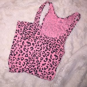 PINK by VS racerback leopard print hot pink tank