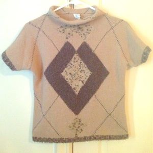 Brown Short Sleeve Turtleneck Sweater