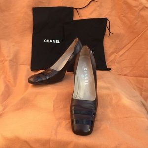 Chanel square toe pumps