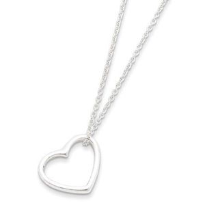 Sterling Silver Floating Heart Pendant-Necklace
