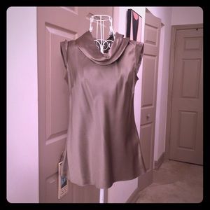 Sleeveless cowl necked silk blouse