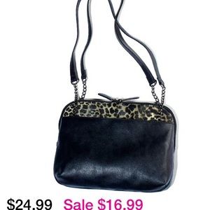 Leopard Print Trim Shoulder Bag