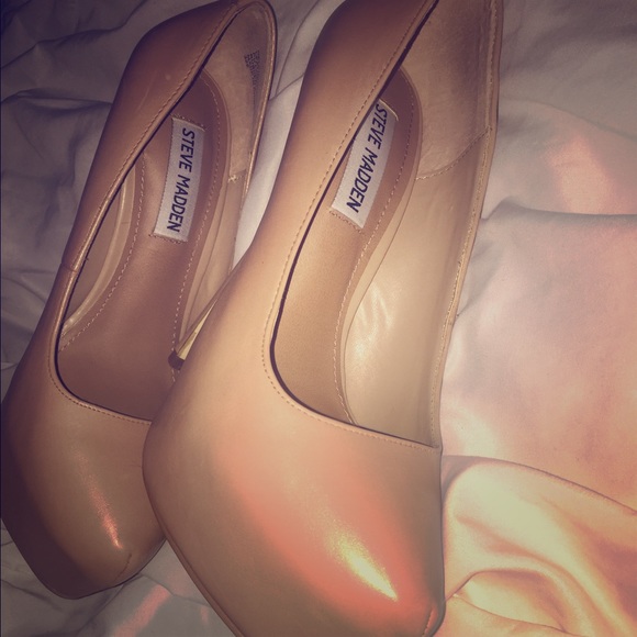 Nude platform heels.