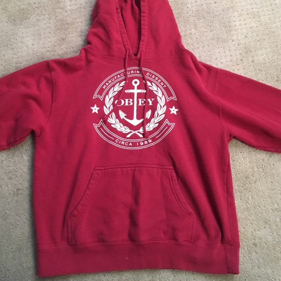 Comfy Red Obey pullover sweatshirt