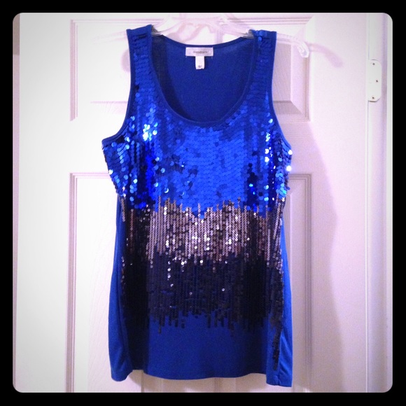 Dress barn royal blue sequins sleeves-less top.
