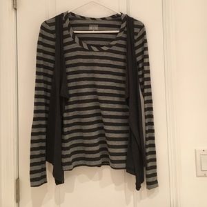 Long sleeve shirt with attached loose vest