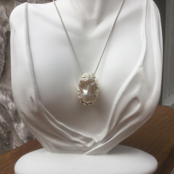 SOLD.   Sterling Silver  necklace set with Pearl. - Picture 2 of 4