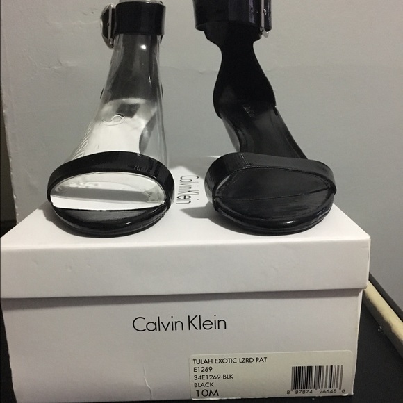 Calvin Klein patent leather wedge sandals