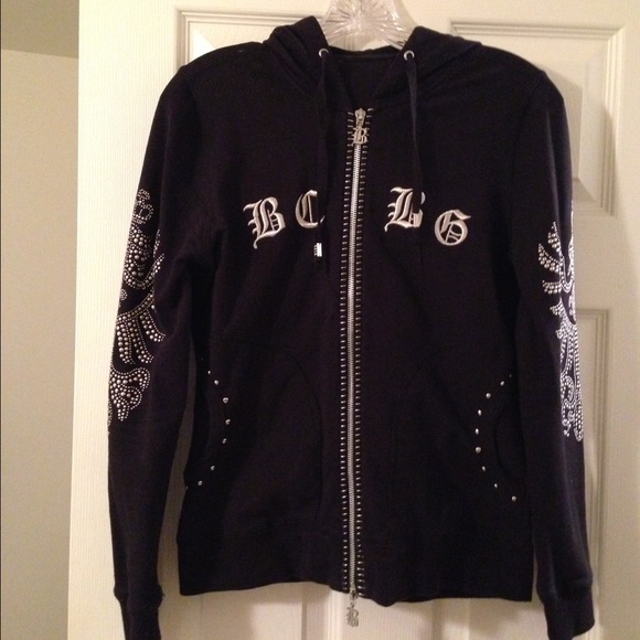 BCBG Black studded zip up hoodie