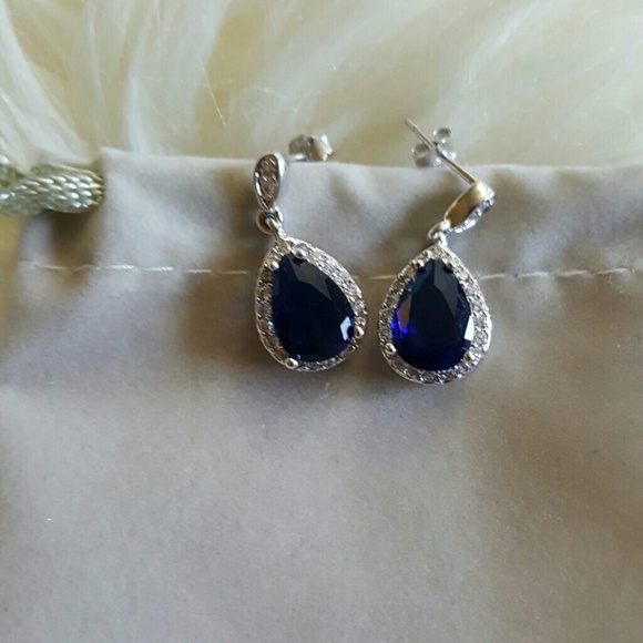 DONATING 11/18-Simulated diamond&sapphire earrings
