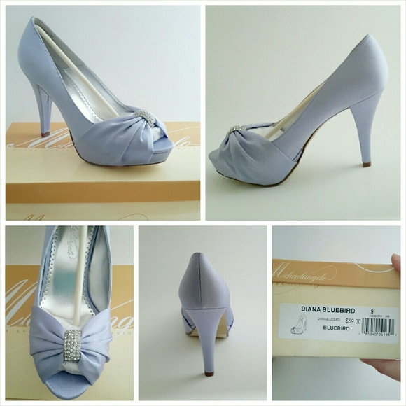 NIB Periwinkle Blue Satin Peep Toe Heels