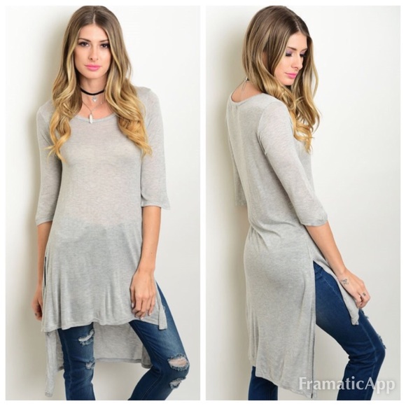 Solid Threads Boutique Tops - Gray Hi-Low Tunic Top