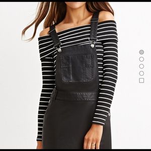 Faux Leather Overall Dress