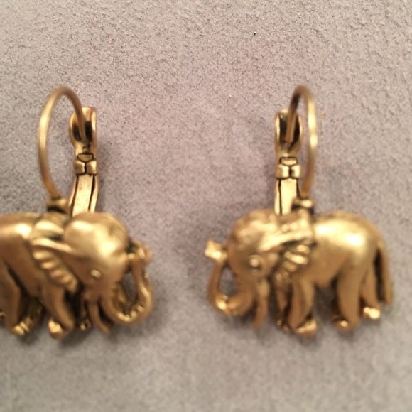 ALABAMA FANS Elephant Pierced Earrings gold tone - Picture 2 of 4