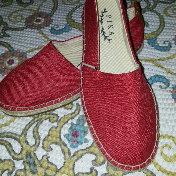 Red canvas shoes