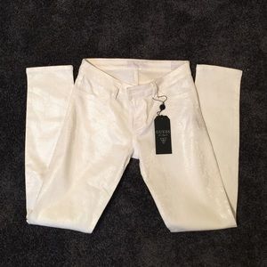 Guess skinny white snake coating jeans
